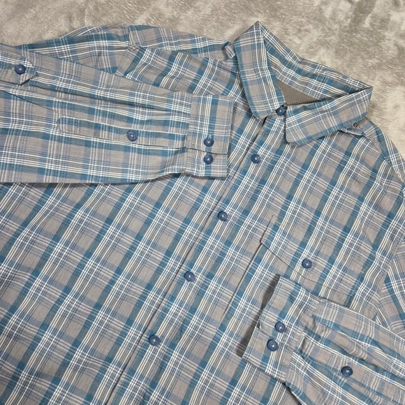 Royal Robbins Plaid Button Down Long Sleeve Shirt Mens L Blue Gray Casual Career - Picture 2 of 6